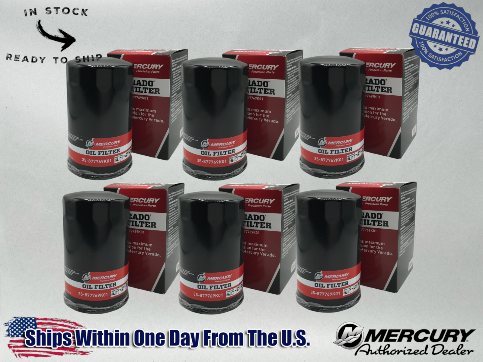 Mercury Genuine OEM Authentic Oil Filters 35-877769K01 6 Pack