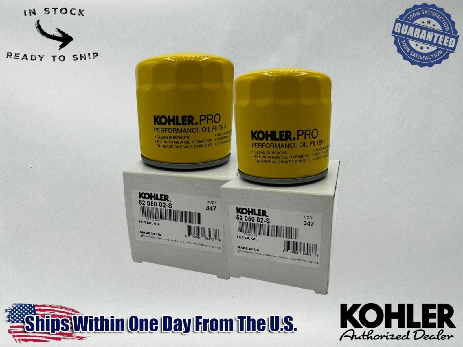 Kohler Genuine OEM Authentic Pro Oil Filter 52 050 02-S-2PACK