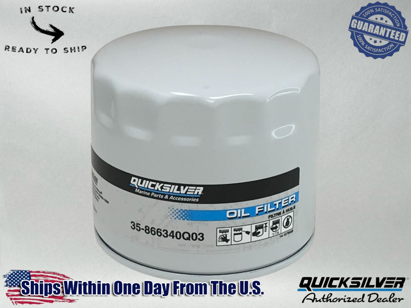 Quicksilver Genuine OEM Authentic Oil Filter 35-866340Q03
