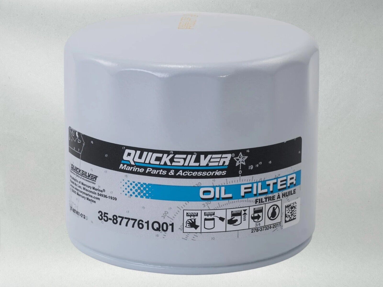 Quicksilver OEM Oil Filter Mariner Force Fits 75/90/115 hp OB 877761Q01-12PACK 