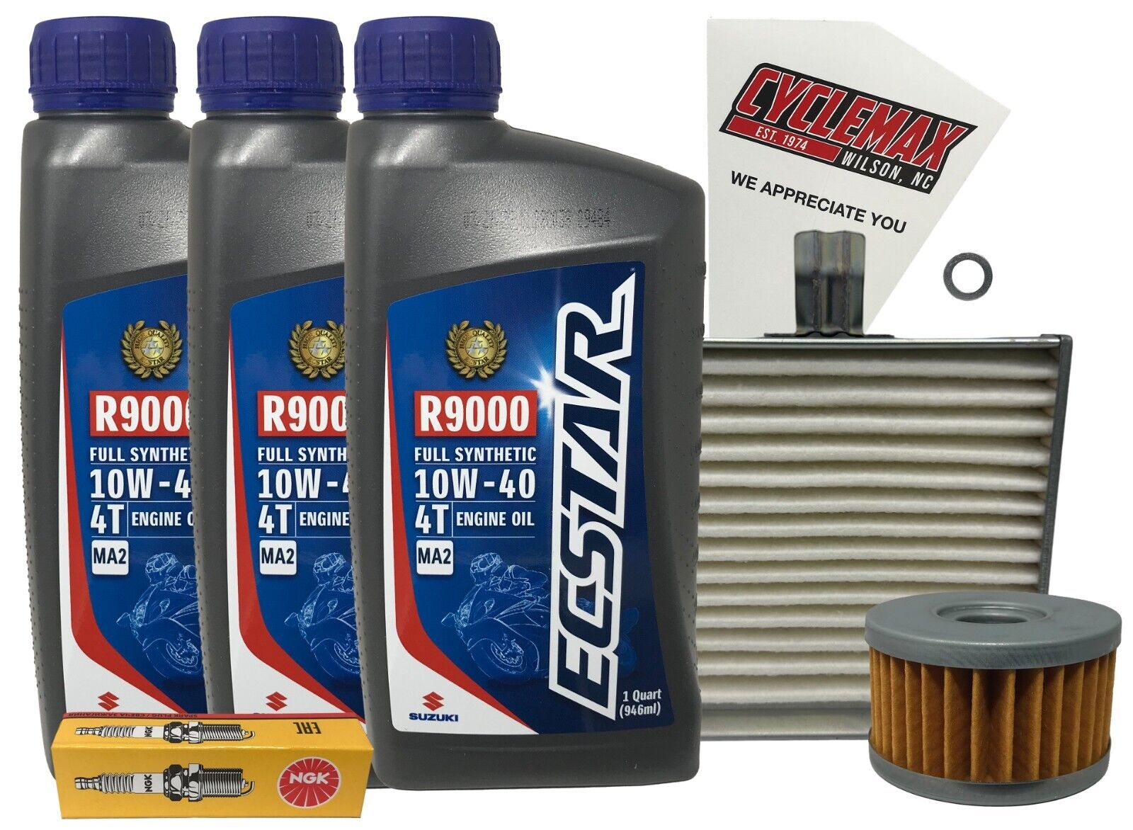 Cyclemax Full Synthetic Tune Up Kit w/ Spark Plug fits 1999-2019 Suzuki LS-650