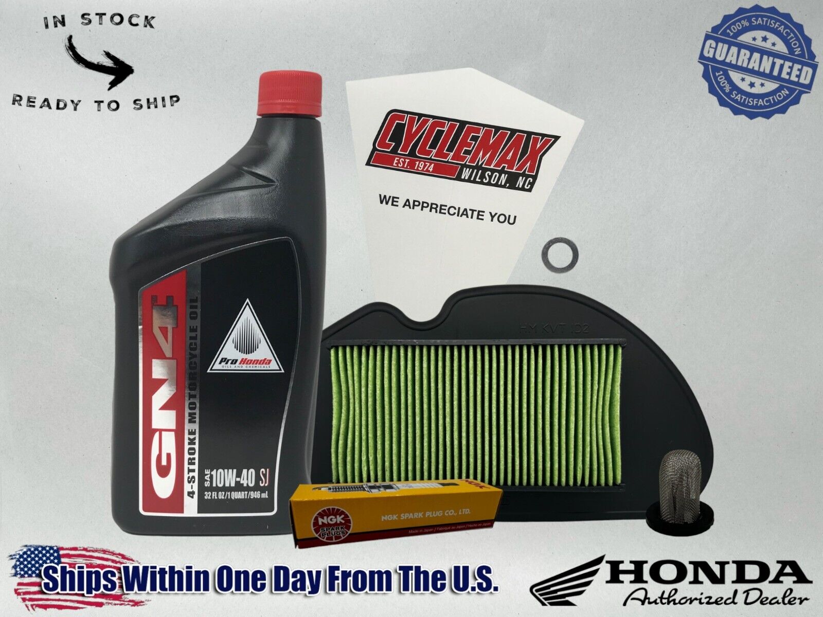 Cyclemax Standard 10W-40 Tune Up Kit fits 2022-2024 Honda NAVI with Spark Plug