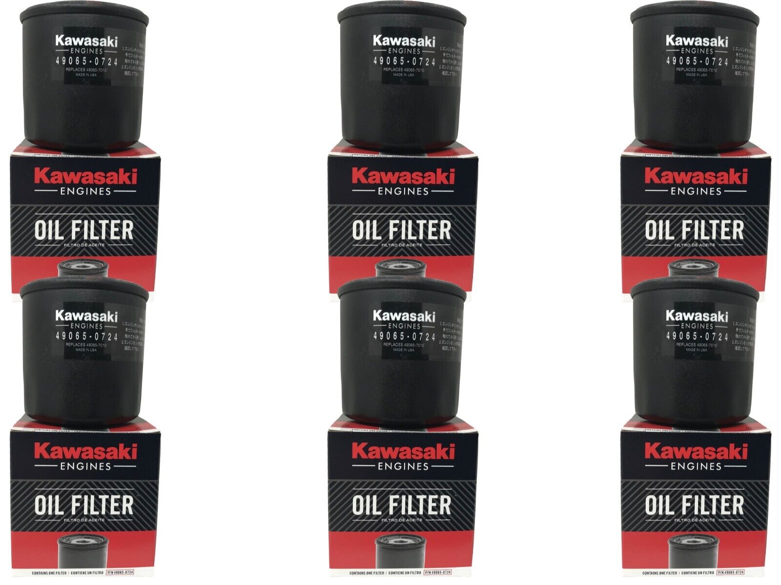 6 Pack OEM Kawasaki Oil Filter 49065-0724 (replaces 49065-7010) 