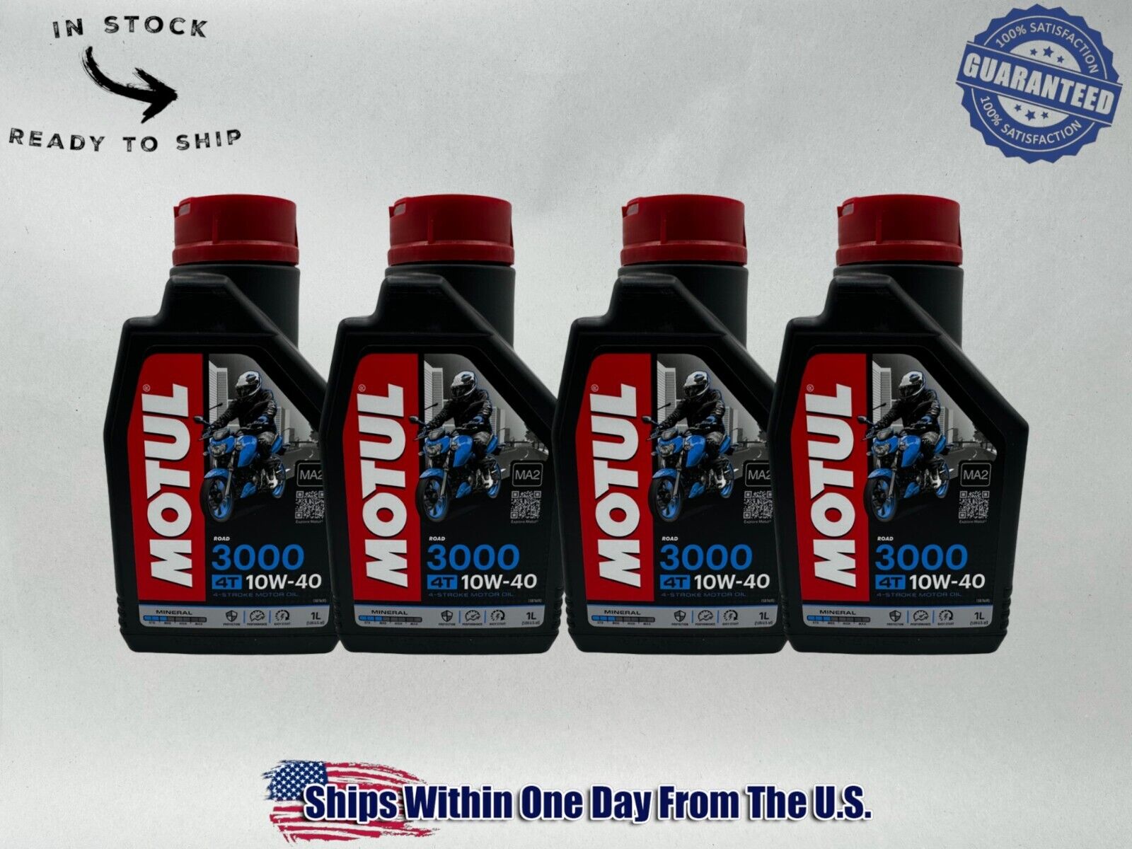 Motul Genuine OEM Motul 3000 4T 10w-40 Standard Motorcycle Oil MOT30-4PACK