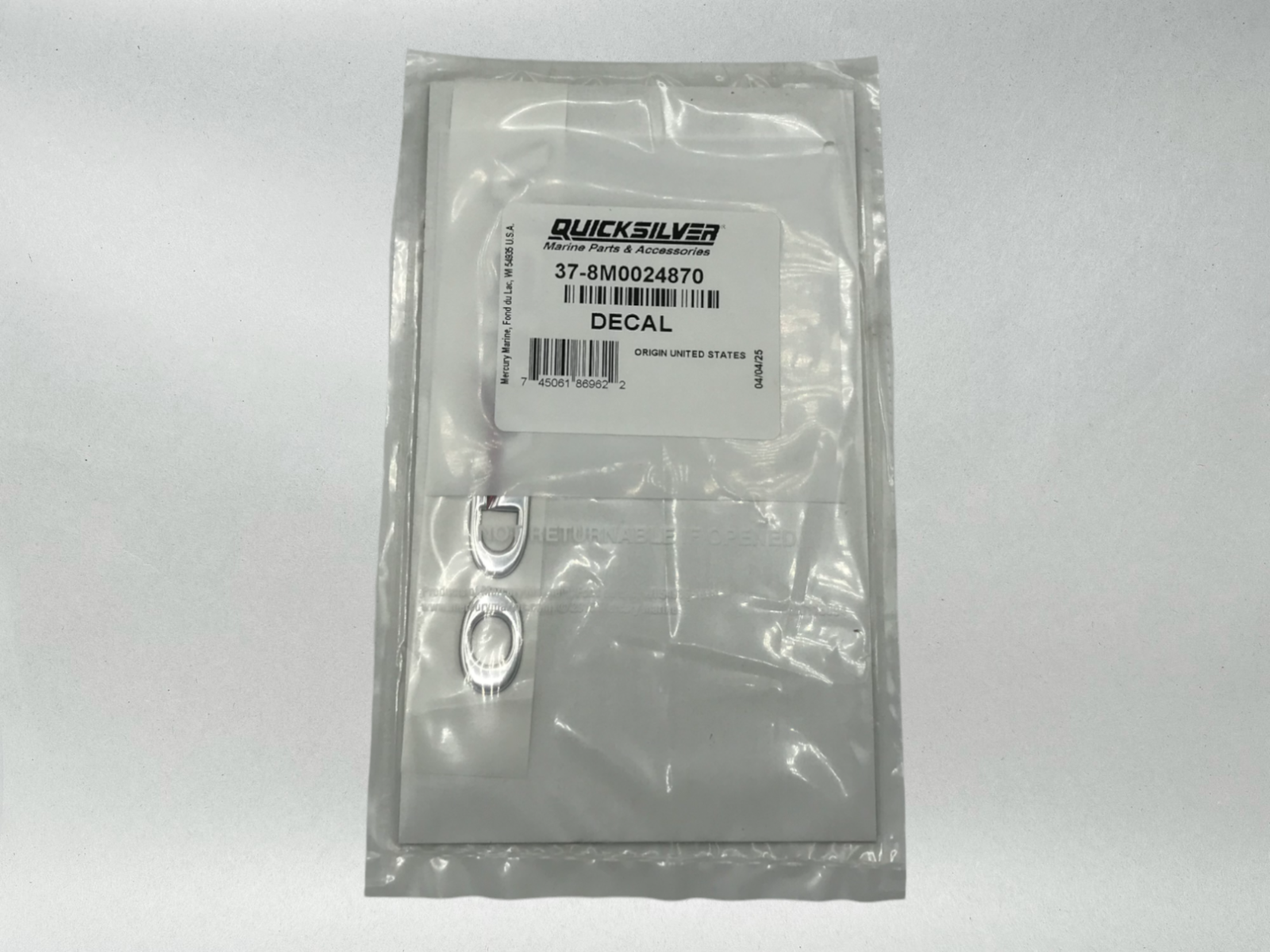 Mercury Genuine OEM Authentic Verado Top Cowling Airdam Cap Decal 8M0024870