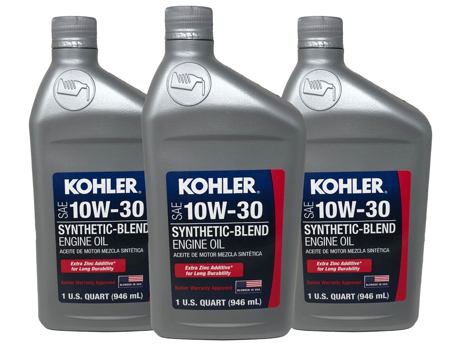 Kohler Genuine OEM 10W-30 Engine Oil Synthetic Blend 25 357 65-S - 3 Pack