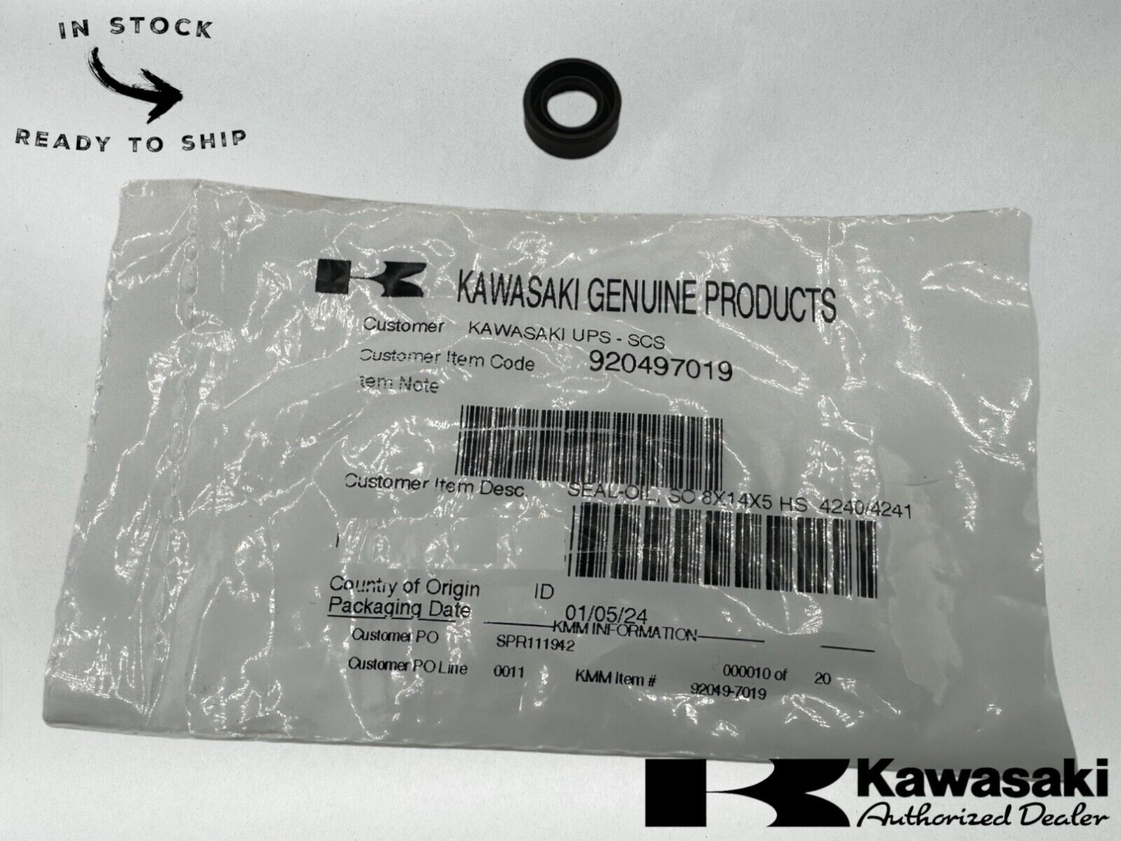 Kawasaki Genuine OEM Oil Seal 8X14X5 HS 92049-7019