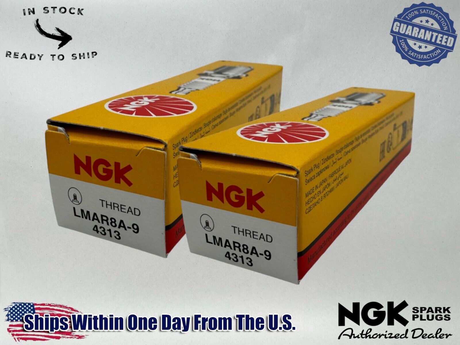 NGK Genuine OEM Authentic Spark Plugs LMAR8A-9 - 2 PACK