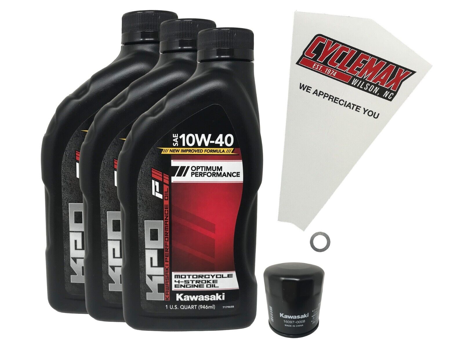 Cyclemax OEM Std 10W-40 Oil Change Kit fits 2017- 2023 Kawasaki Versys X300