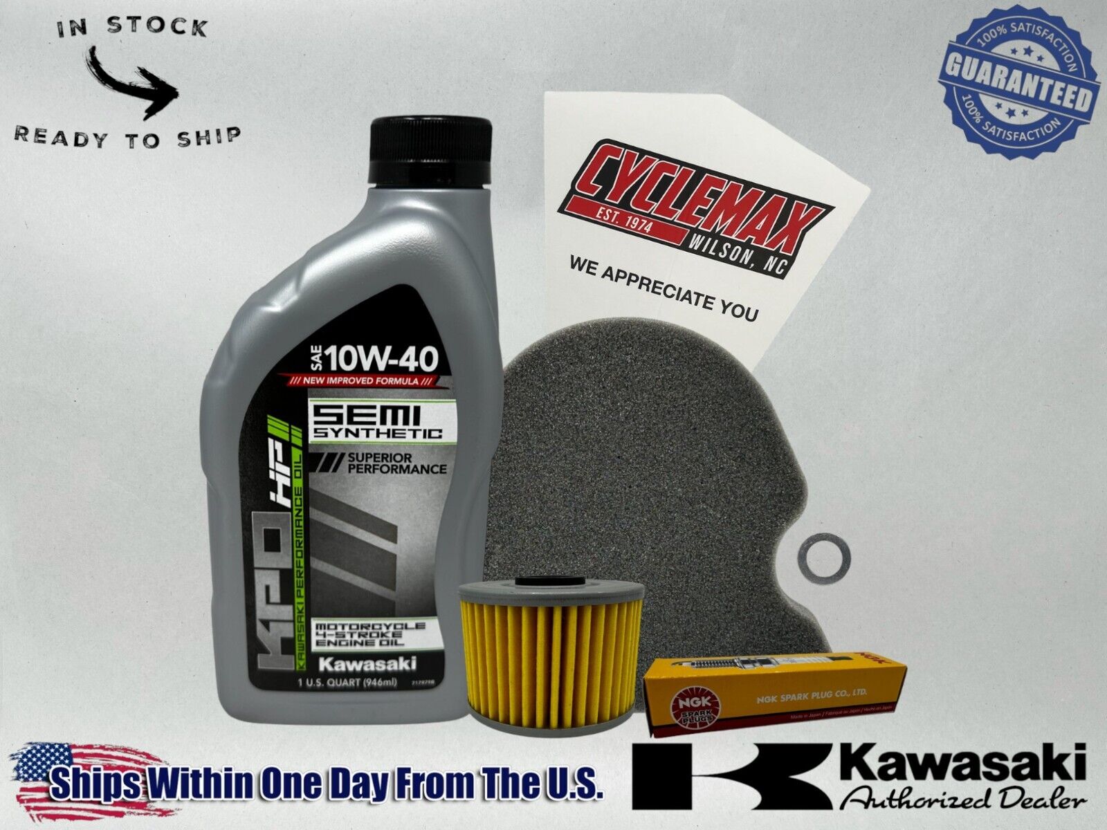 Cyclemax Semi Synthetic Tune Up Kit fits 2004-2024 Kawasaki KLX110R w/ Plug