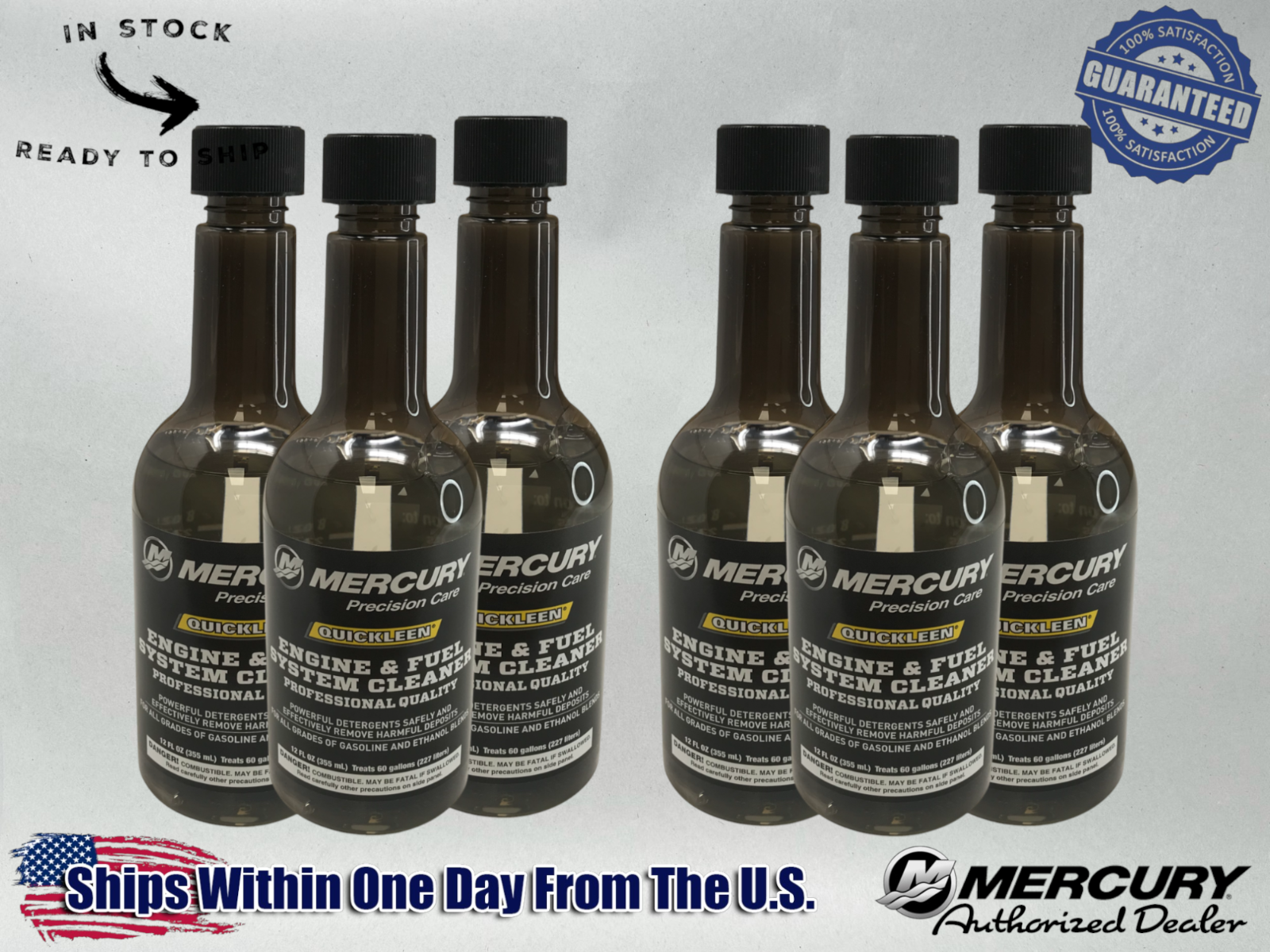Mercury OEM Quickleen Engine and Fuel System Cleaner 12 oz. 92-8M0047931 6 Pack