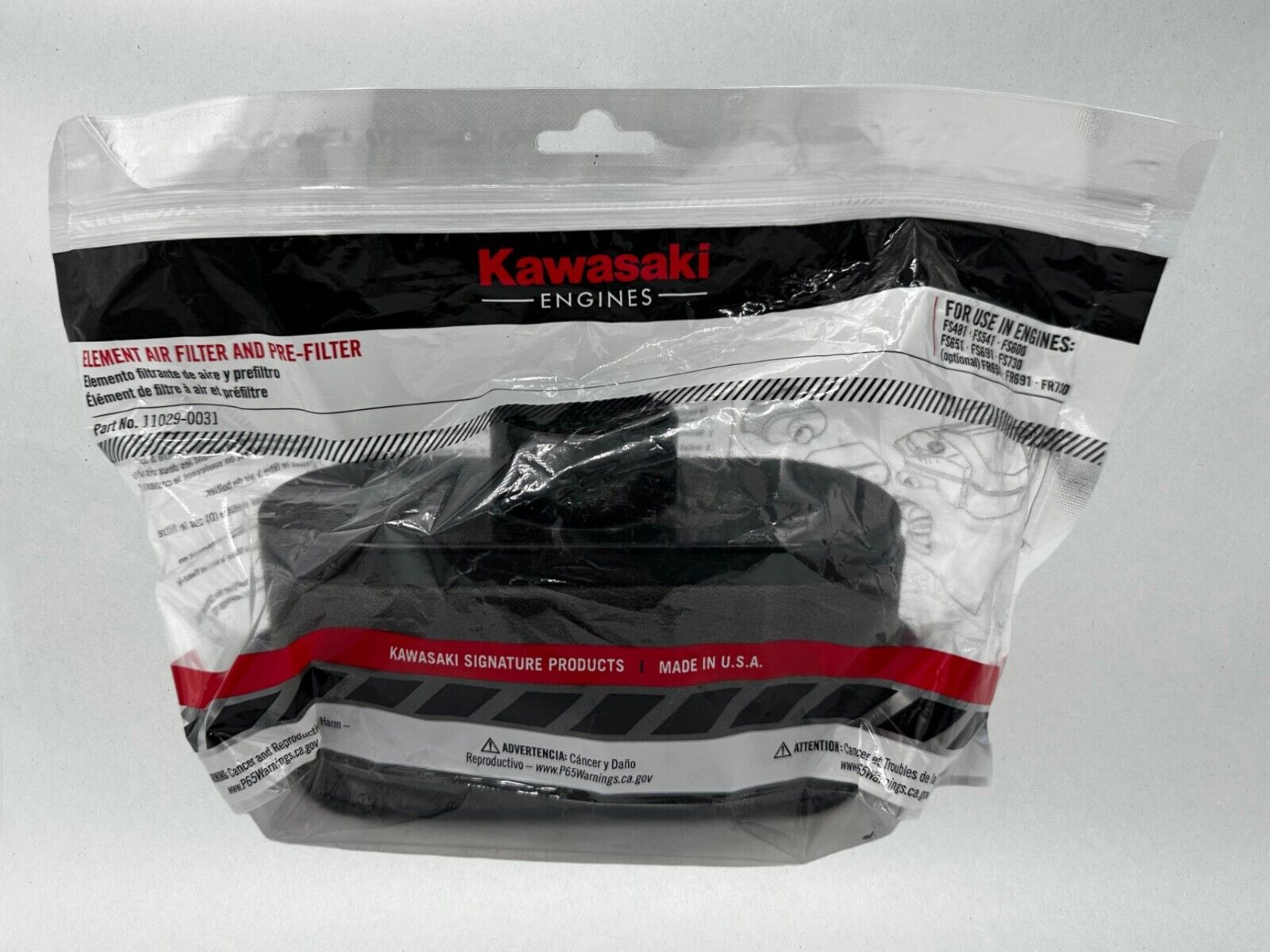 Genuine OEM Kawasaki Engines 11013-0752 Element Air Filter