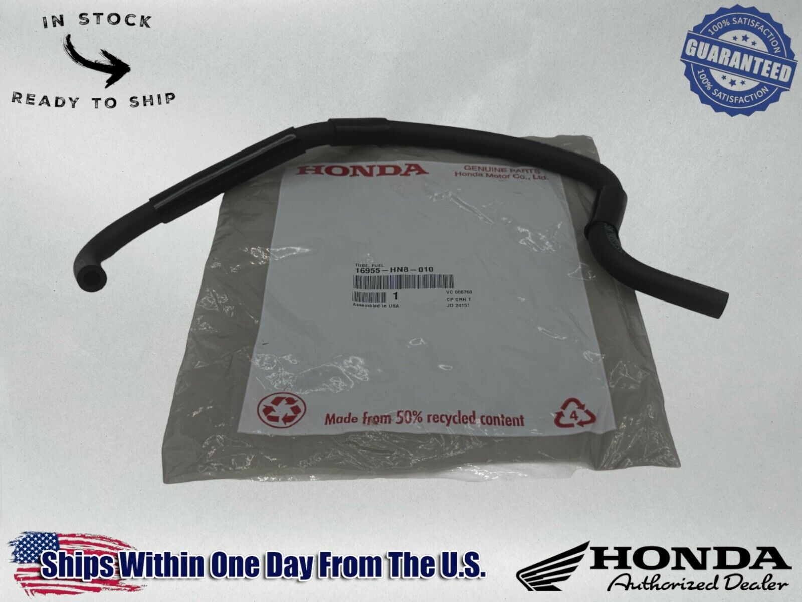 Honda Genuine OEM Authentic Fuel Tube 16955-HP0-A00