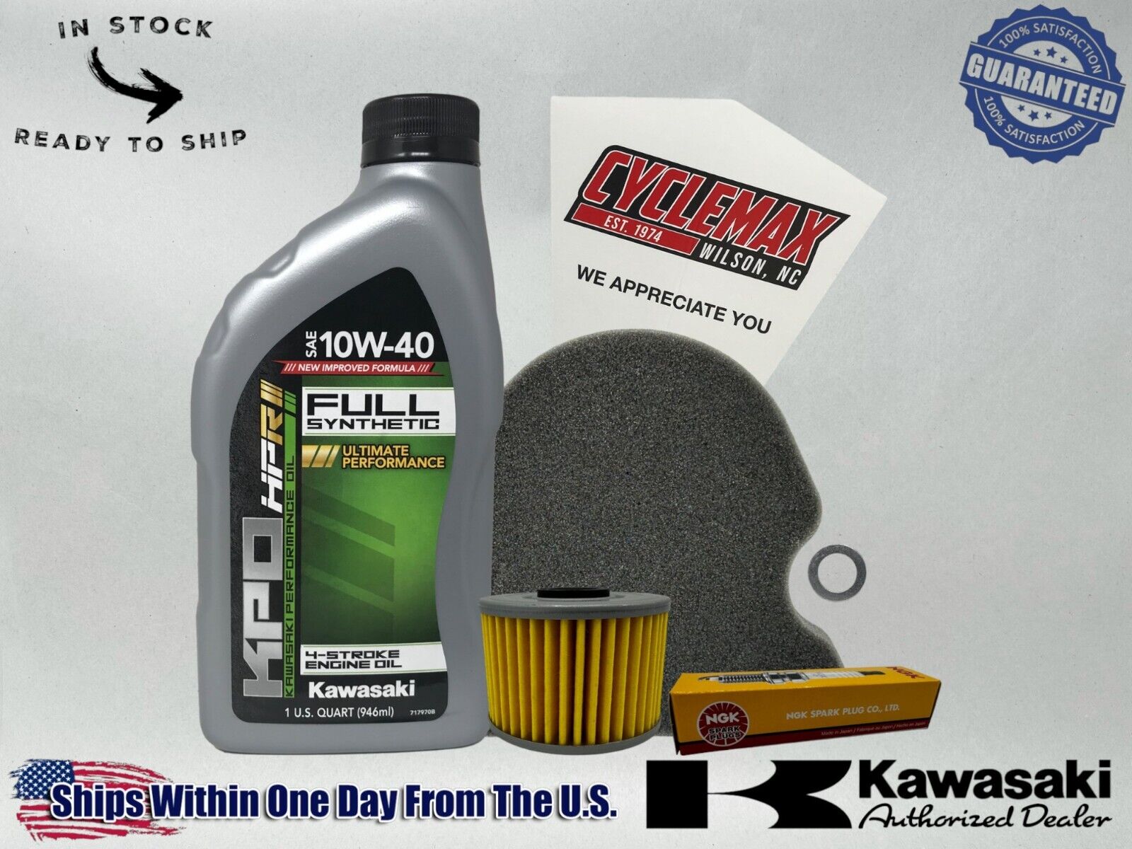 Cyclemax Full Synthetic Tune Up Kit fits 2004-2024 Kawasaki KLX110R w/ Plug