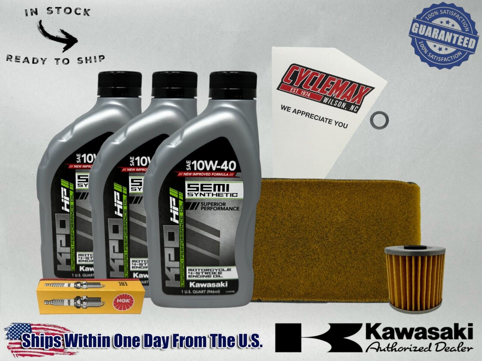 Cyclemax Semi-Synthetic KPO Tune-Up Kit fits 2003-2011 Kawasaki BAYOU 250