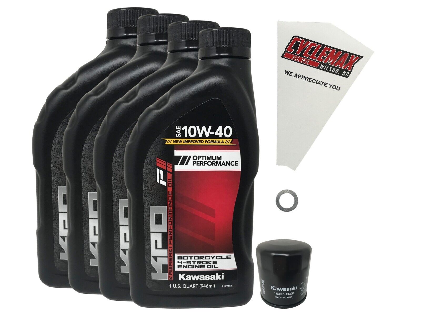 Cyclemax OEM Std 10W-40 Oil Change Kit fits 2017-2023 Kawasaki Z900