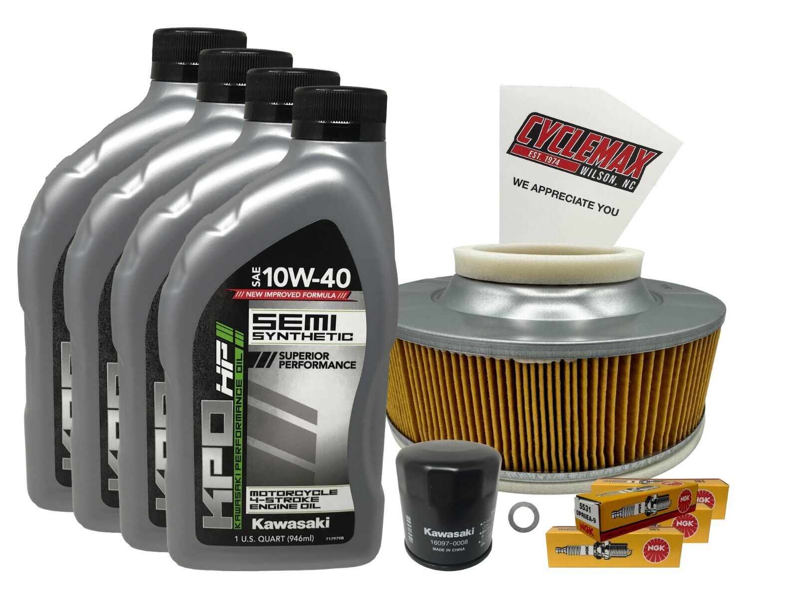 Cyclemax Semi-Synthetic Tune Up Kit w/ Plugs fits Kawasaki 2000-2008 Vulcan 1500