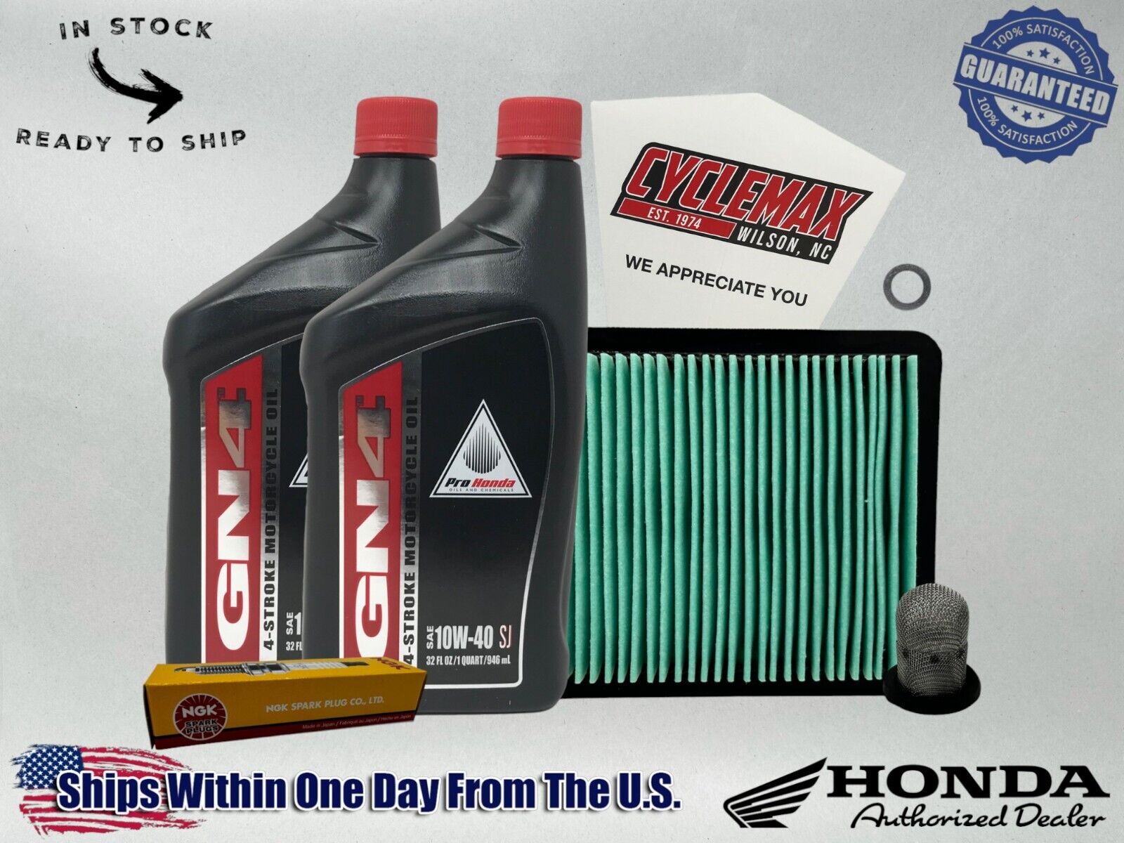 Cyclemax Standard 10W-40 Tune Up Kit fits 2003-2024 Honda Ruckus with Spark Plug