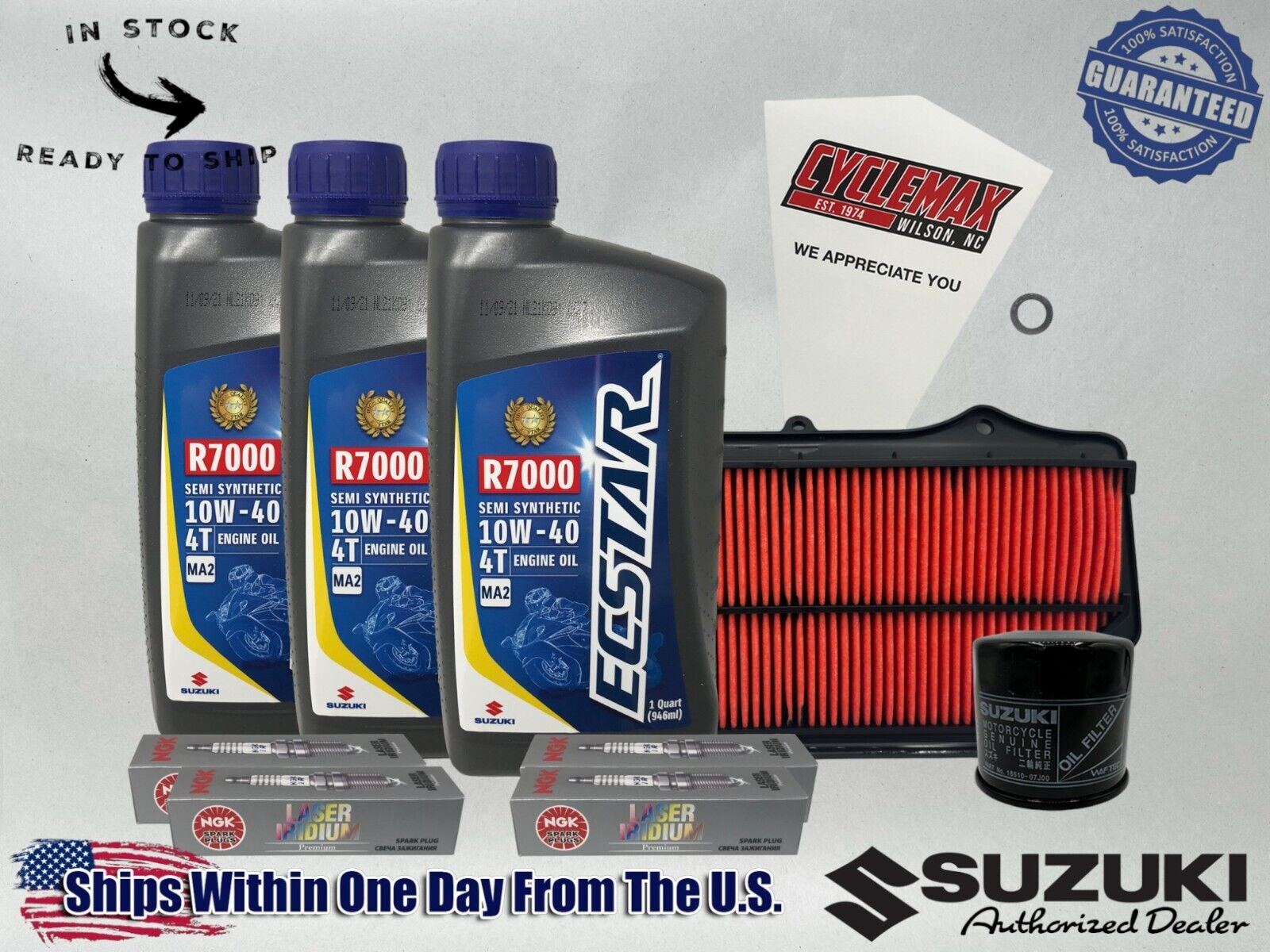 Cyclemax Semi-Synthetic Ecstar R7000 Tune-Up Kit fits 2011-2024 Suzuki GSX-R750