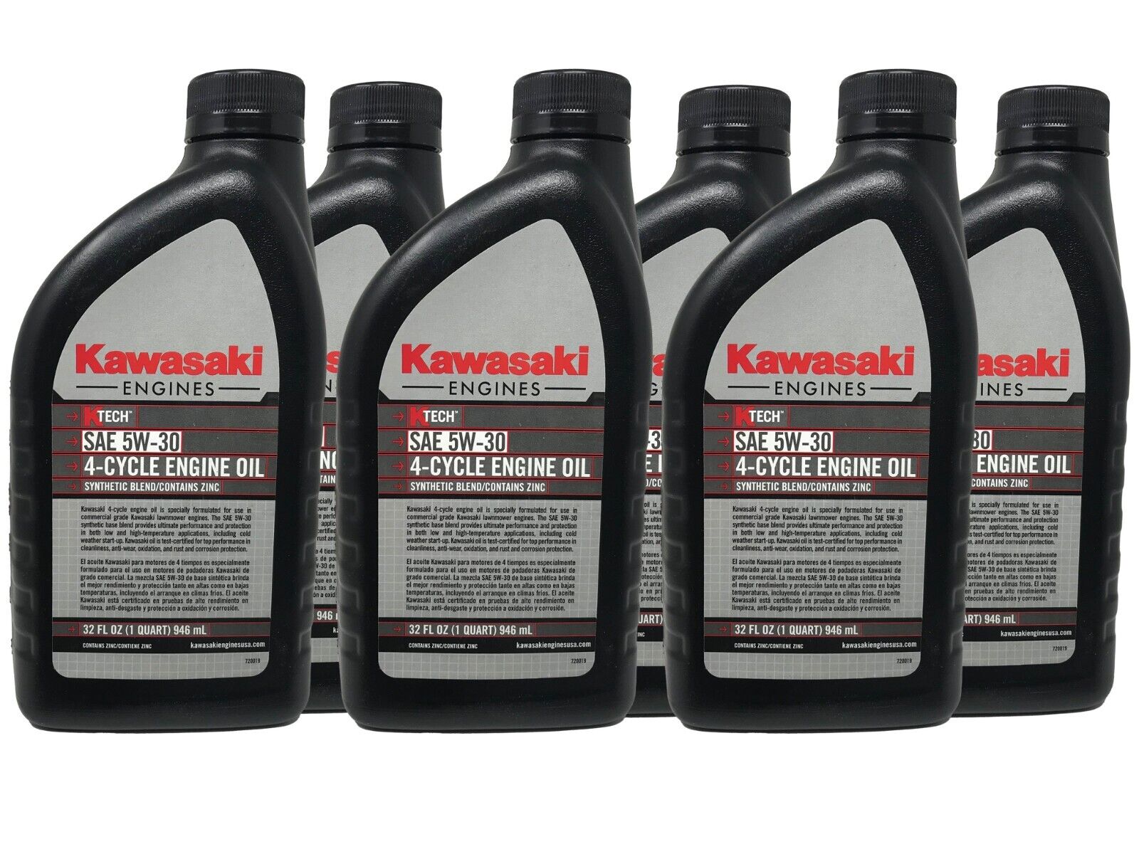 Kawasaki Genuine OEM SAE 5W-30 Engine Oil 99969-6500 - 6 Pack