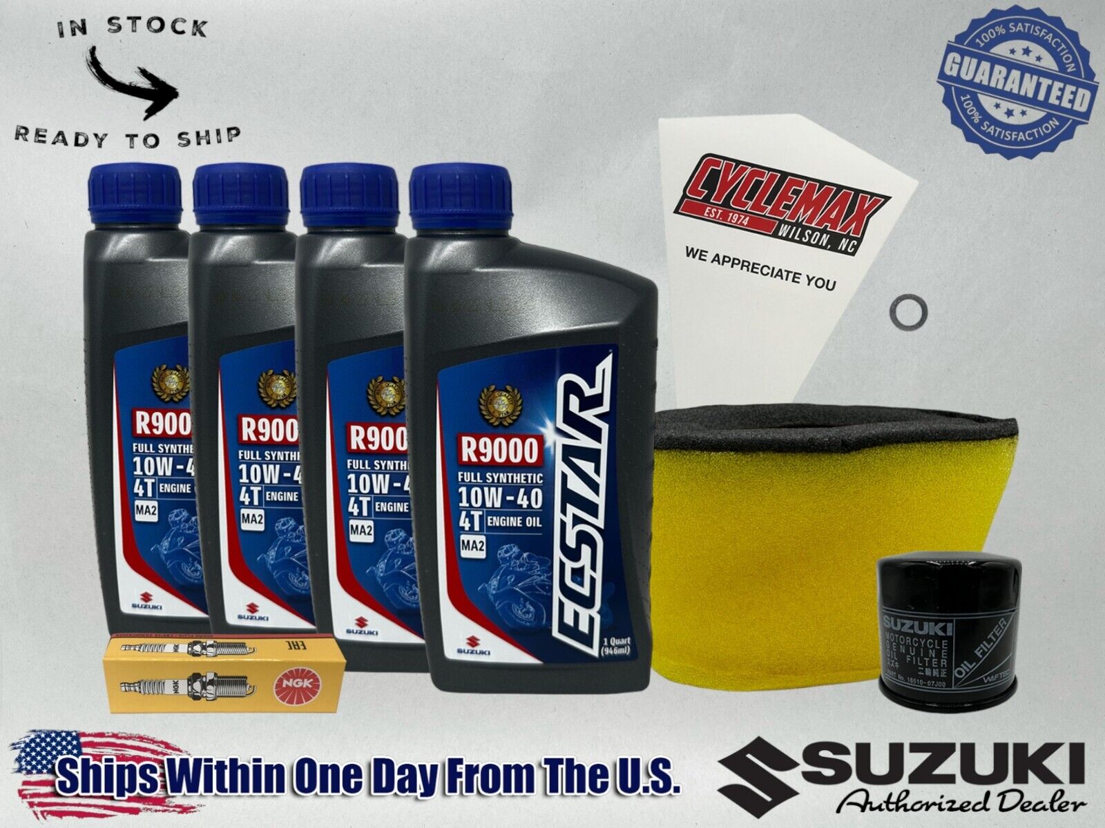 Cyclemax Full-Synthetic Ecstar R9000 Tune-Up Kit fits 1998-2002 Suzuki LT-F500F