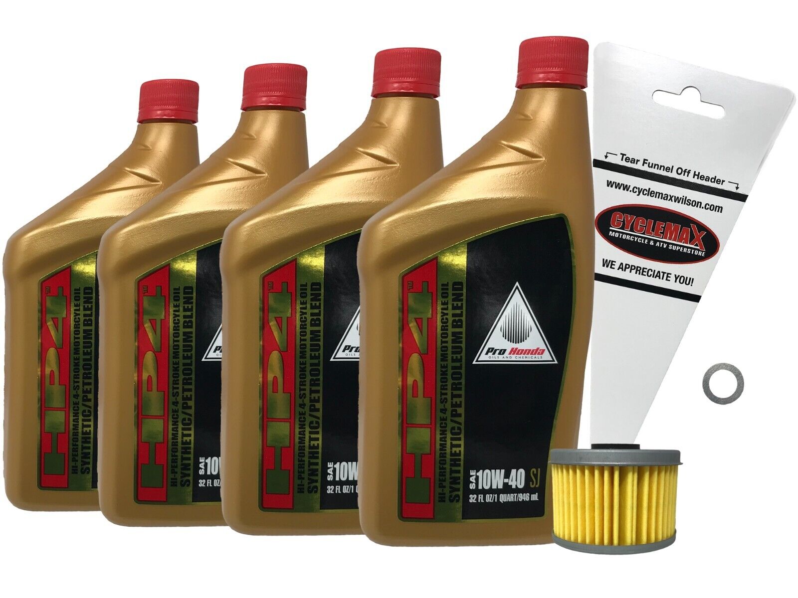 Cyclemax 1998-2003 Honda Foreman TRX400 FW HP4 Semi Synthetic Oil Change Kit