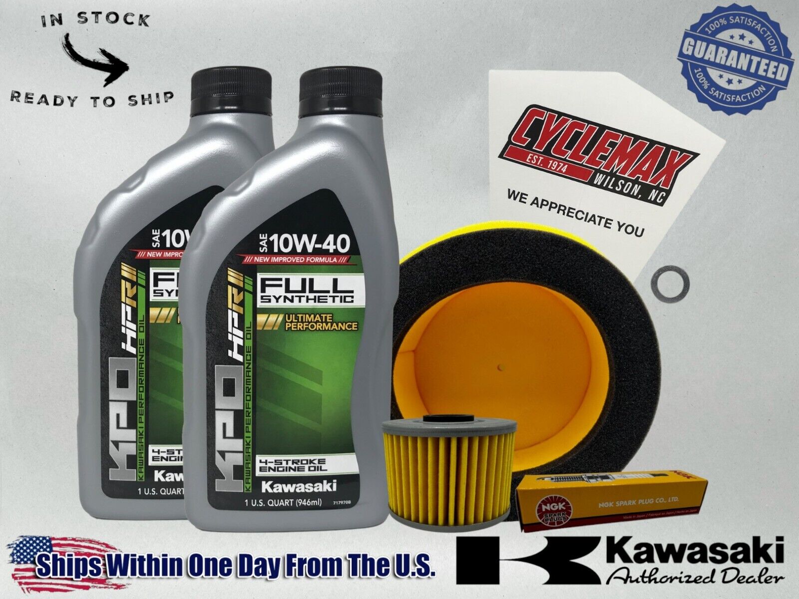 Cyclemax Full Synthetic Tune Up Kit fits 2021-2024 Kawasaki KLX300 w/ Spark Plug