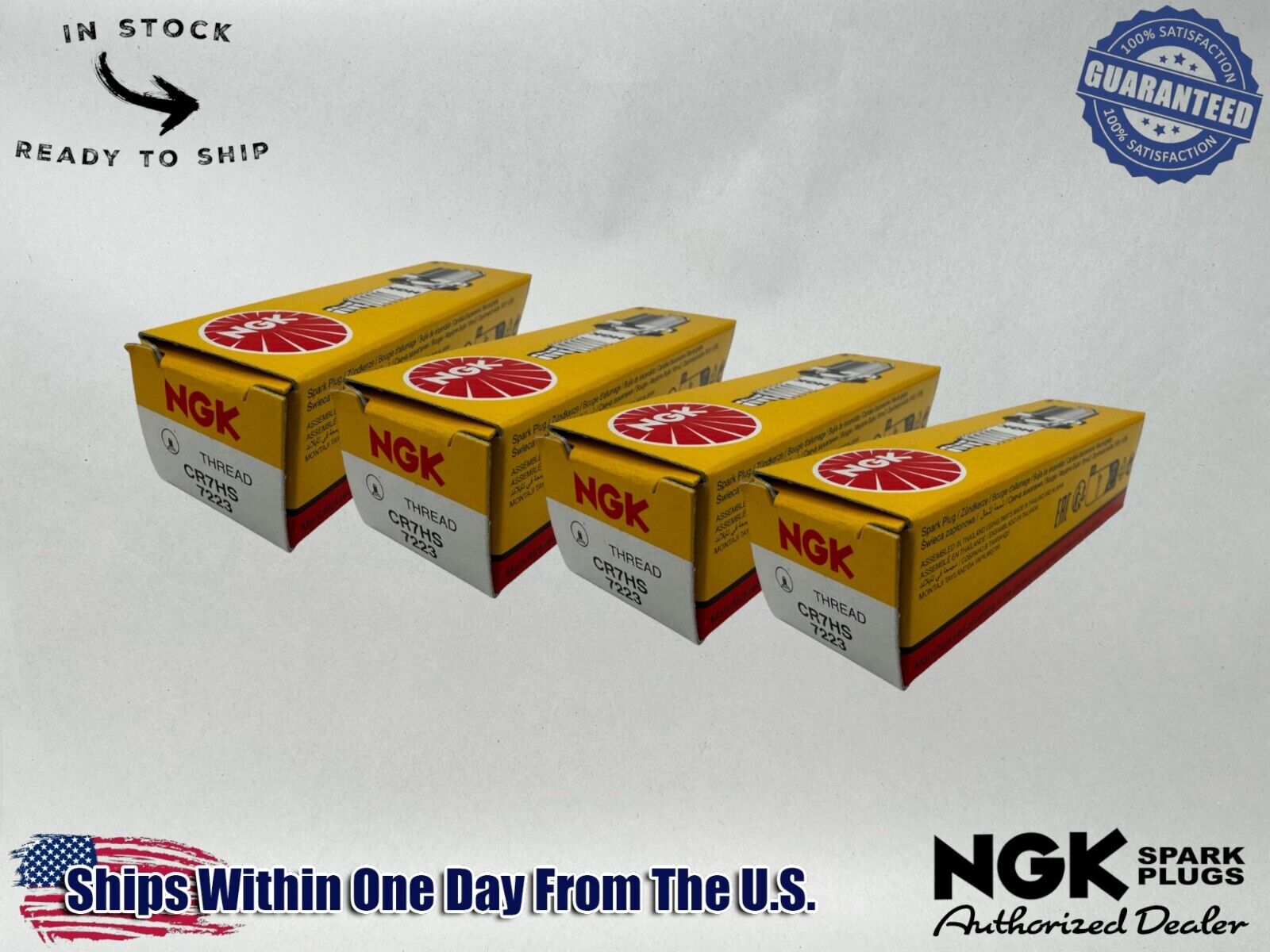 NGK Genuine OEM Authentic Spark Plugs CR7HS - 4 PACK