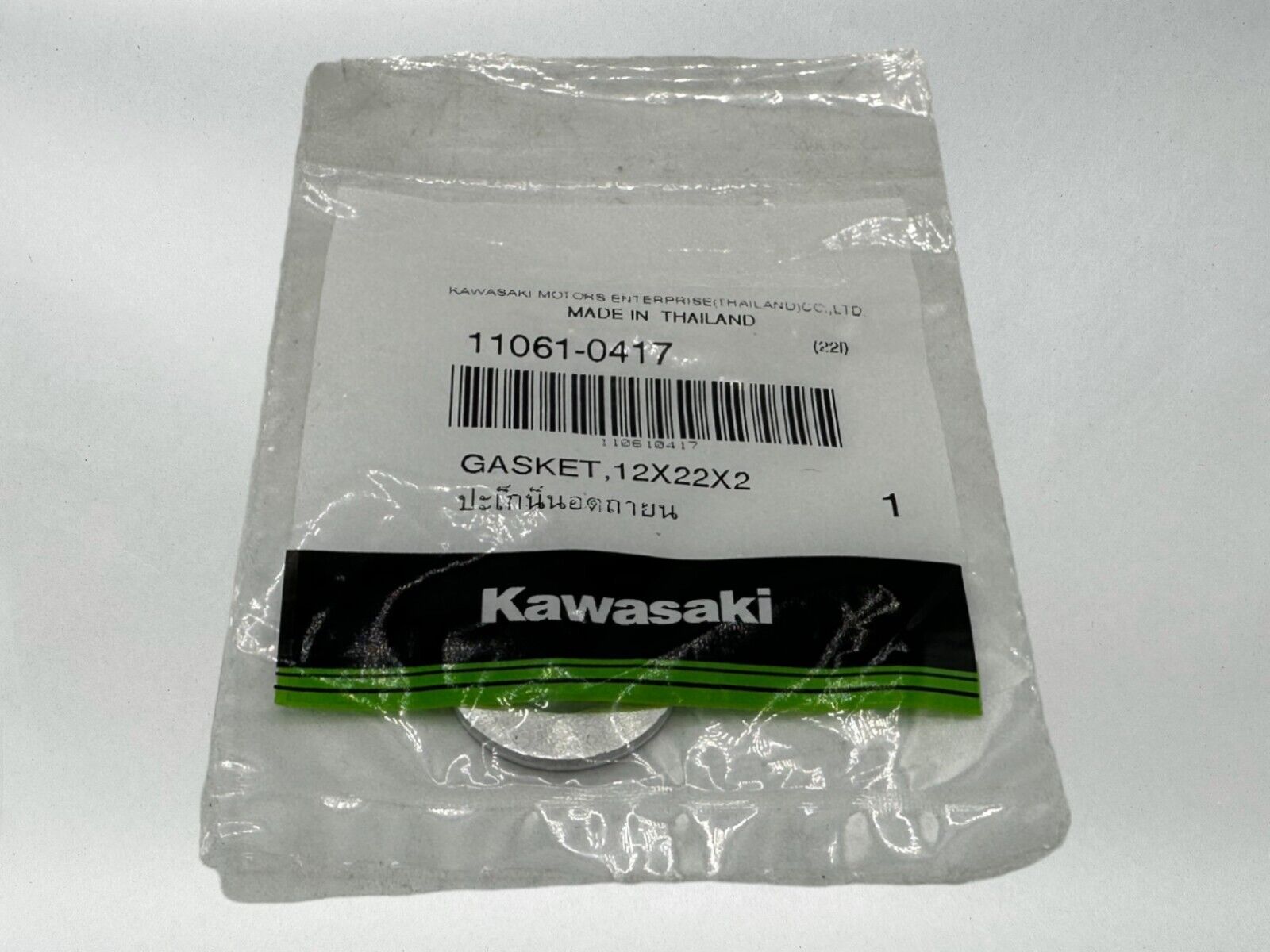 Kawasaki Genuine OEM Authentic Gasket 12X22X2 11061-0417