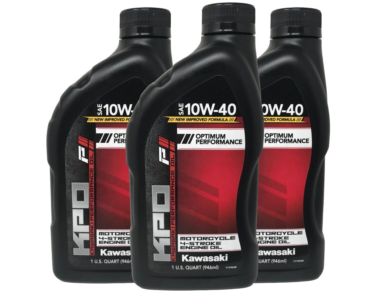 Kawasaki Genuine OEM KPO Motorcycle 10W-40 Oil Quart K61021-101-01Q - 3 Pack