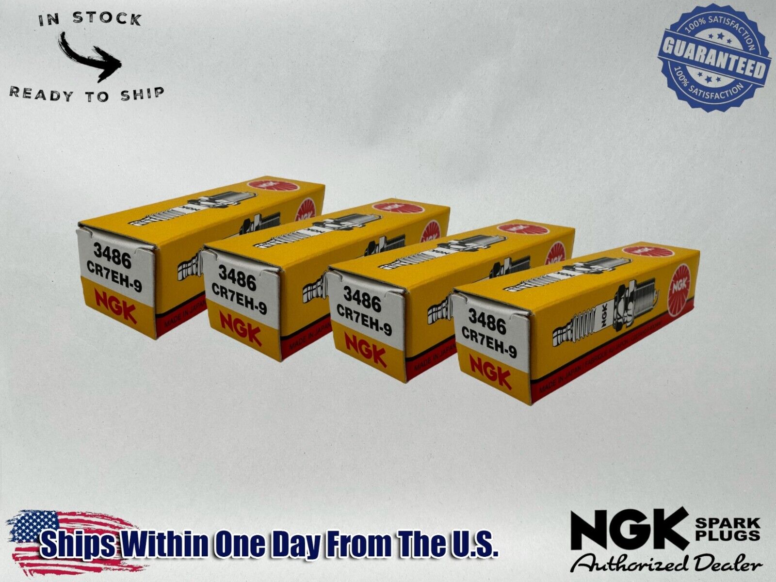 NGK Genuine OEM Authentic Spark Plugs CR7EH-9 - 4 PACK