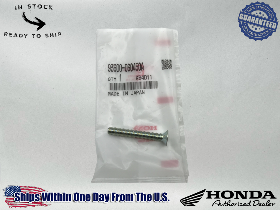 Honda Genuine OEM Authentic SCREW, FLAT (6X45) 93600-06045-0A