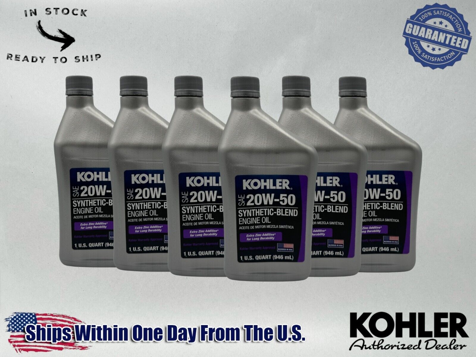 Kohler Genuine OEM Synthetic Blend 20W-50 4-Cycle Engine Oil 25 357 68-S-6PACK