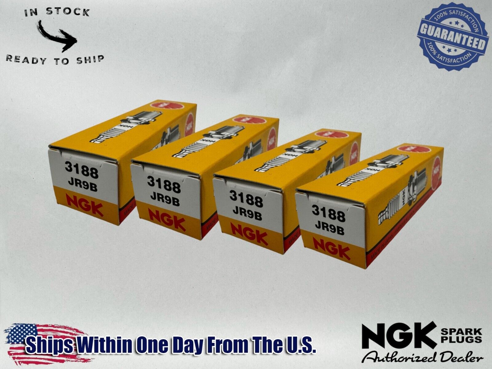 NGK Genuine OEM Authentic Spark Plugs JR9B - 4 PACK