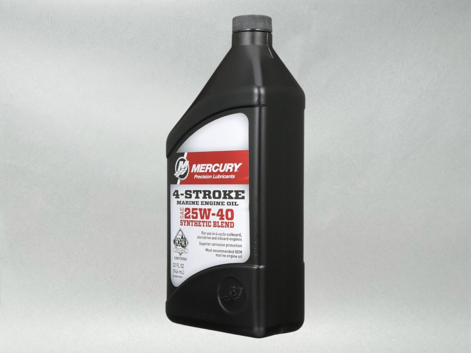 Mercury OEM SAE 25W-40 Synthetic Blend Marine Engine Oil Quart 8M0078629-4PACK 