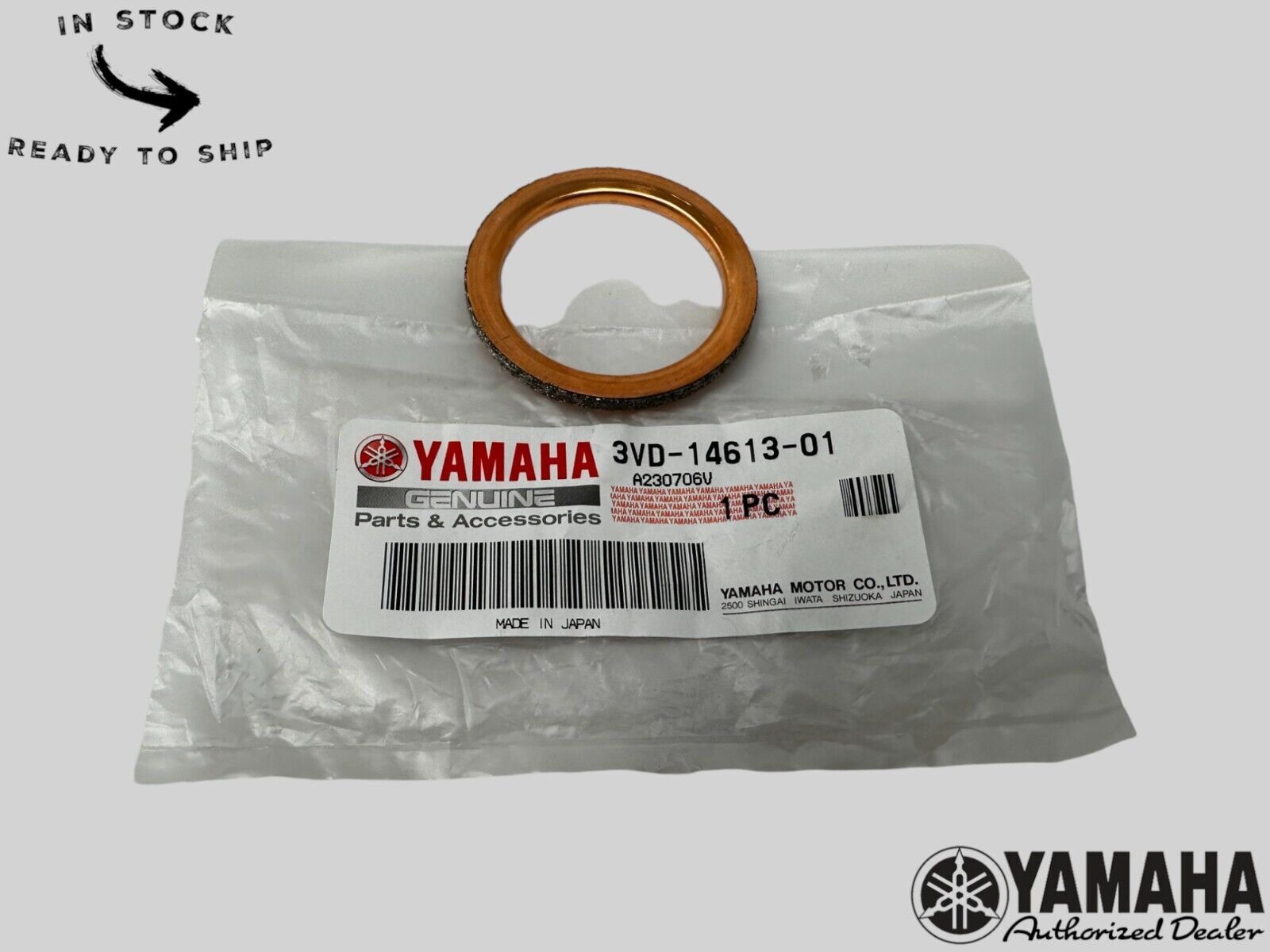 Yamaha Genuine OEM Authentic Exhaust Pipe Gasket 3VD-14613-01-00