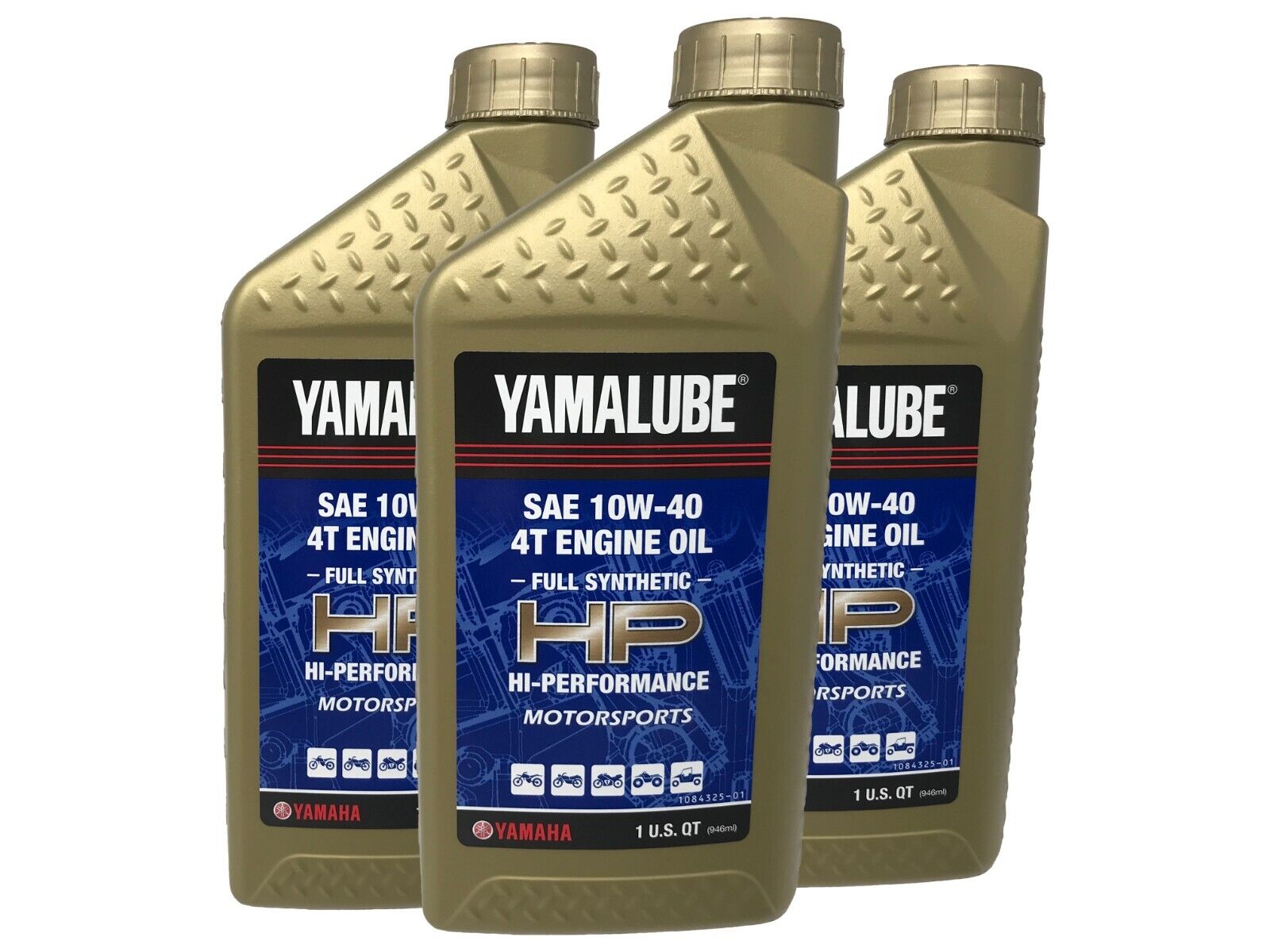 Yamaha Genuine OEM Yamalube Full Synthetic 10W-40 Oil LUB-10W40-FS-12 - 3 Pack