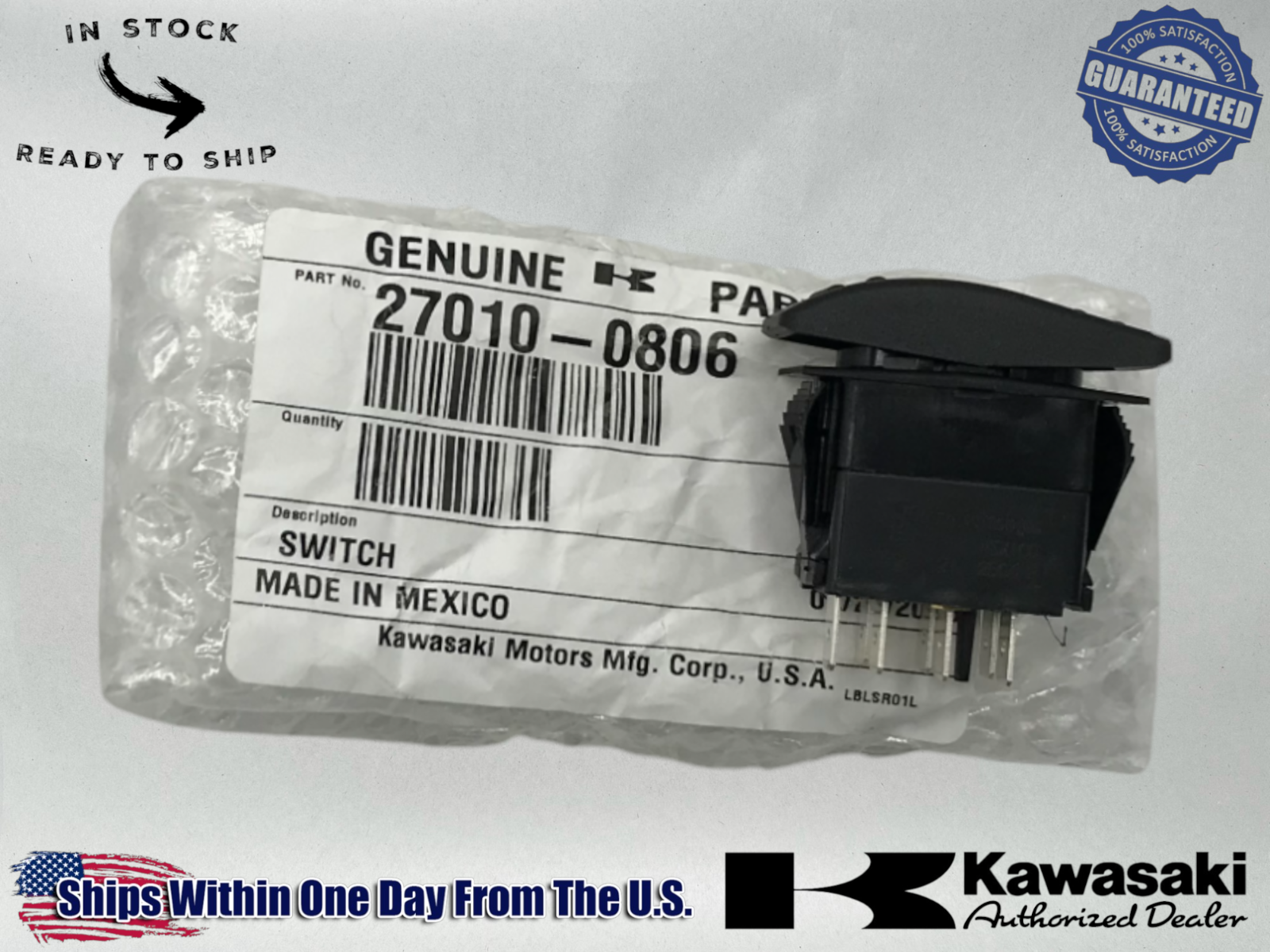 Kawasaki OEM 2016-24 OUTER SWITCH MULE-PRO TERYX LIGHT SWITCH 27010-0806