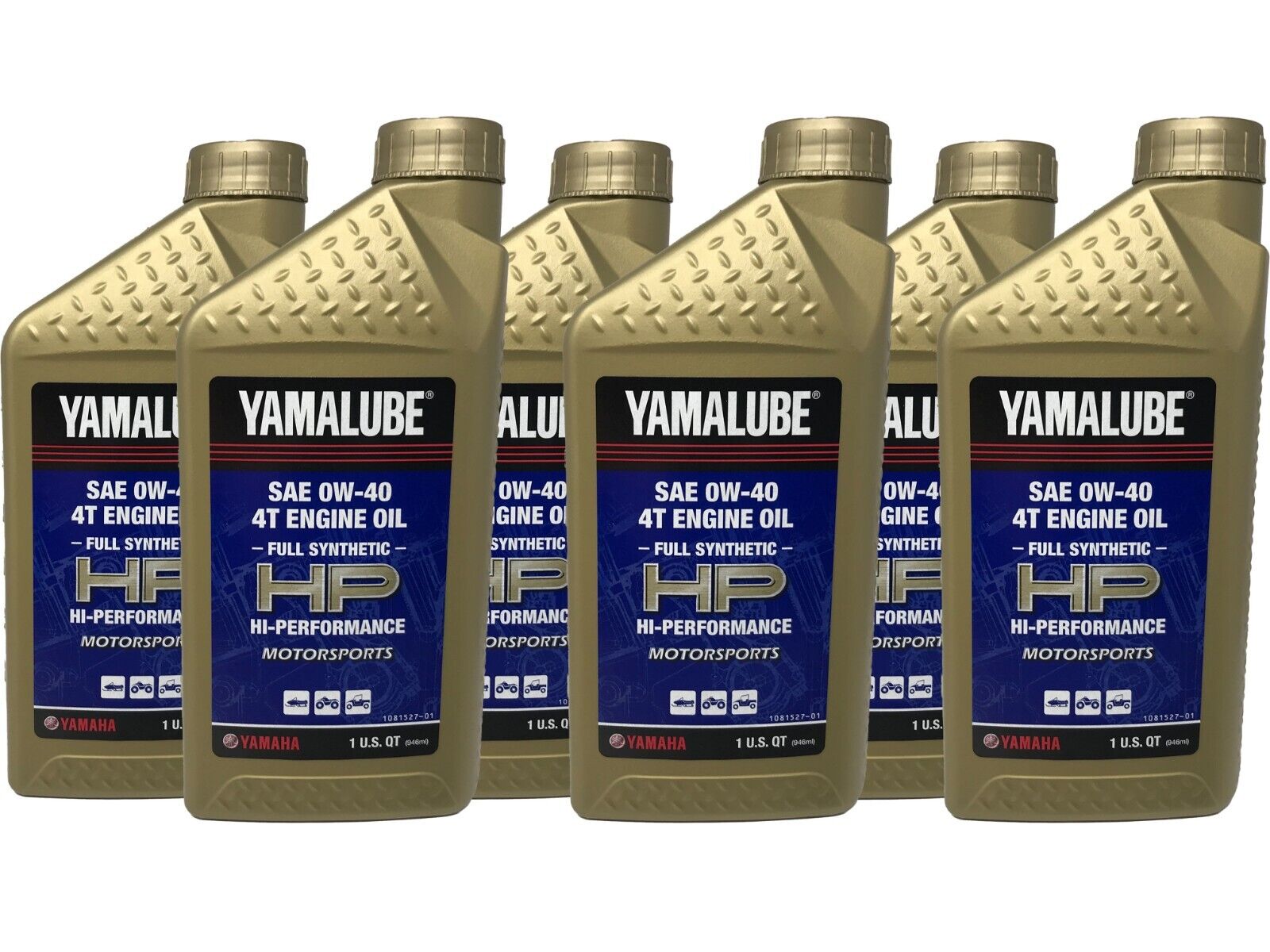 Yamaha Genuine OEM Yamalube Full Synthetic 0W-40 Oil LUB-00W40-FS-12 - 6 Pack