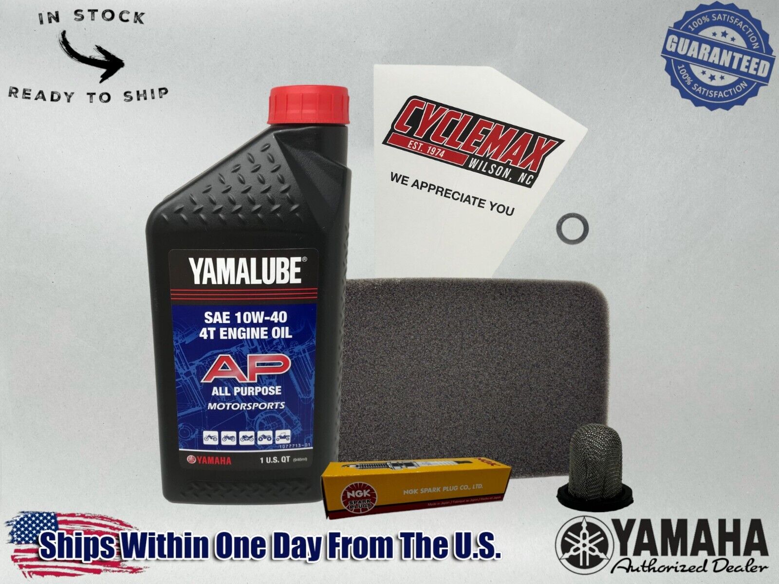 Cyclemax Standard 10W-40 Tune Up Kit fits 2024 Yamaha RAPTOR 110 with Spark Plug