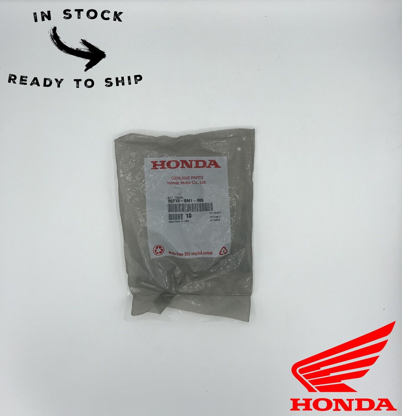 Genuine OEM Honda Wheel Lug Bolt Stud 90113-SM1-005 - 4 Pack