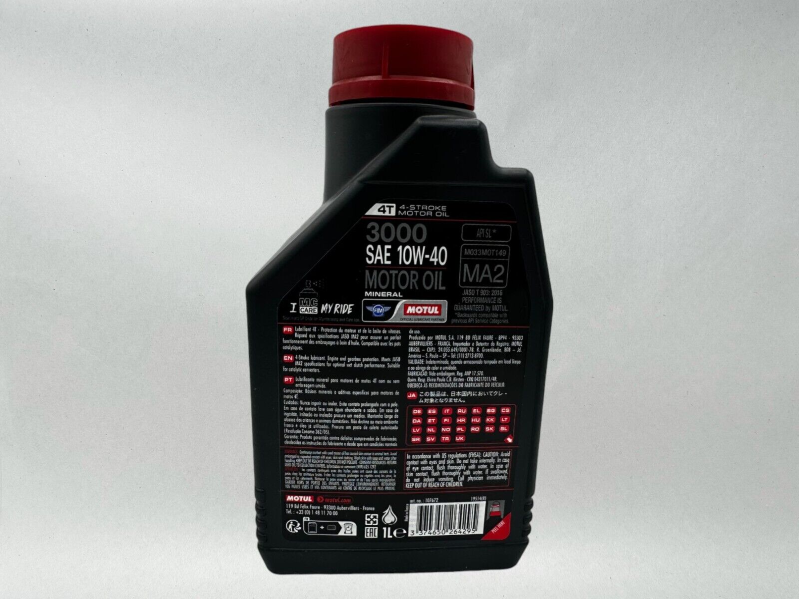 Motul Genuine OEM Motul 3000 4T 10w-40 Standard Motorcycle Oil MOT30-4PACK