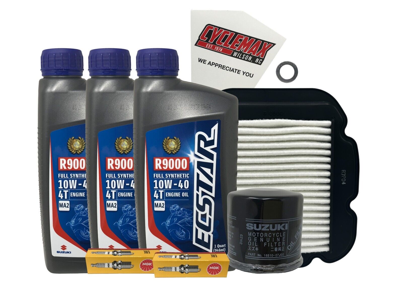 Cyclemax Full Synthetic Tune Up Kit w/ Spark Plugs fits 2002-2012 Suzuki DL-1000