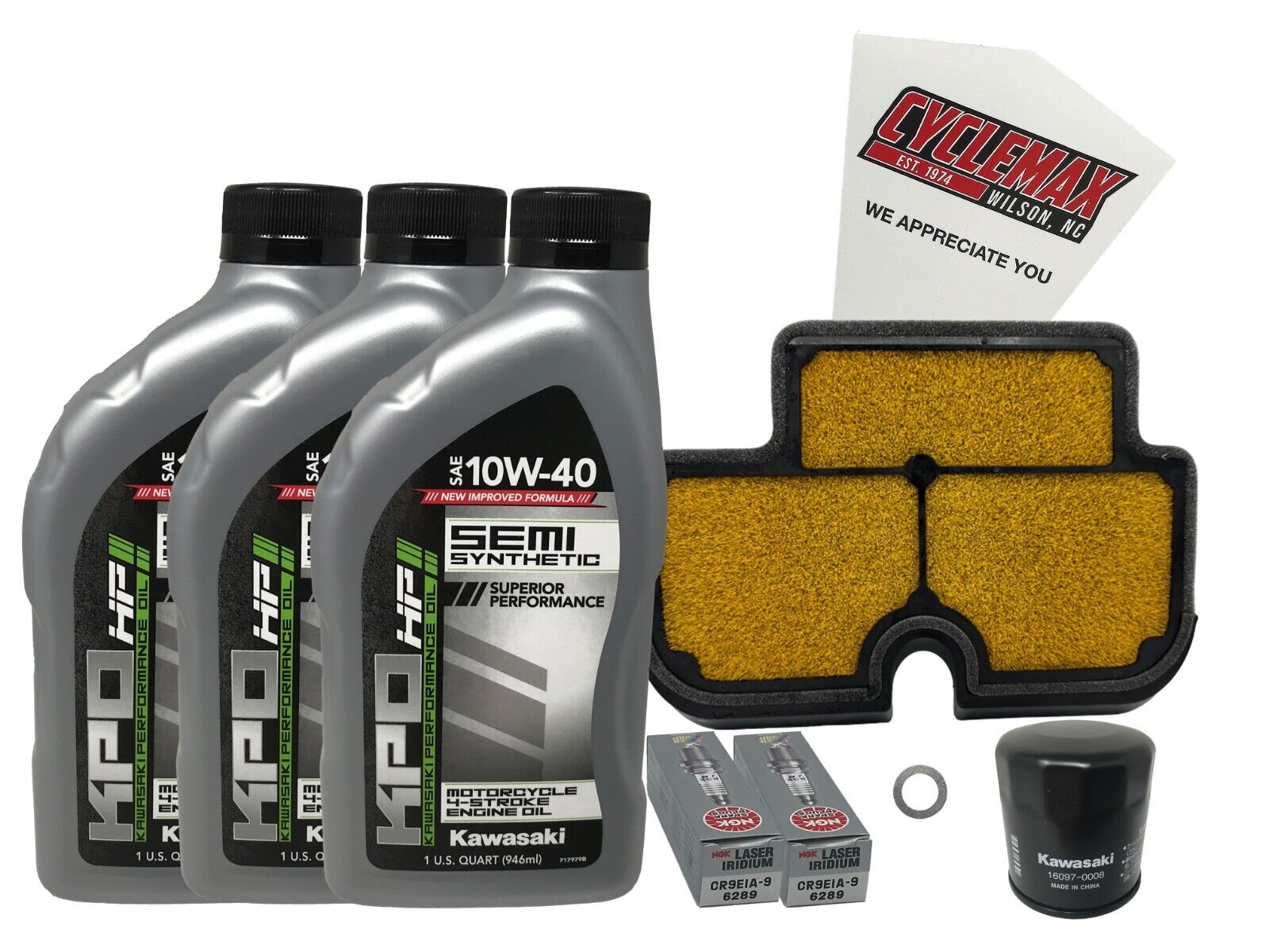 Cyclemax Semi-Synthetic Tune Up Kit w/ Plugs fits Kawasaki 2006-2008 Ninja 650