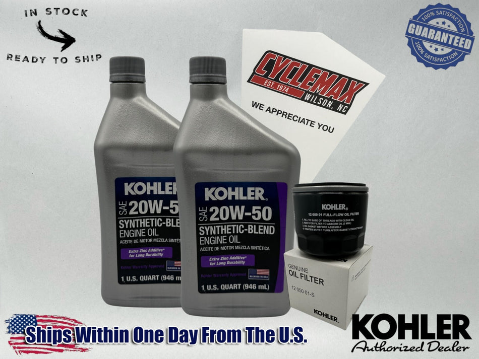 20W-50 Semi Synthetic Oil Change Kit fits Kohler Lawnmower Engines