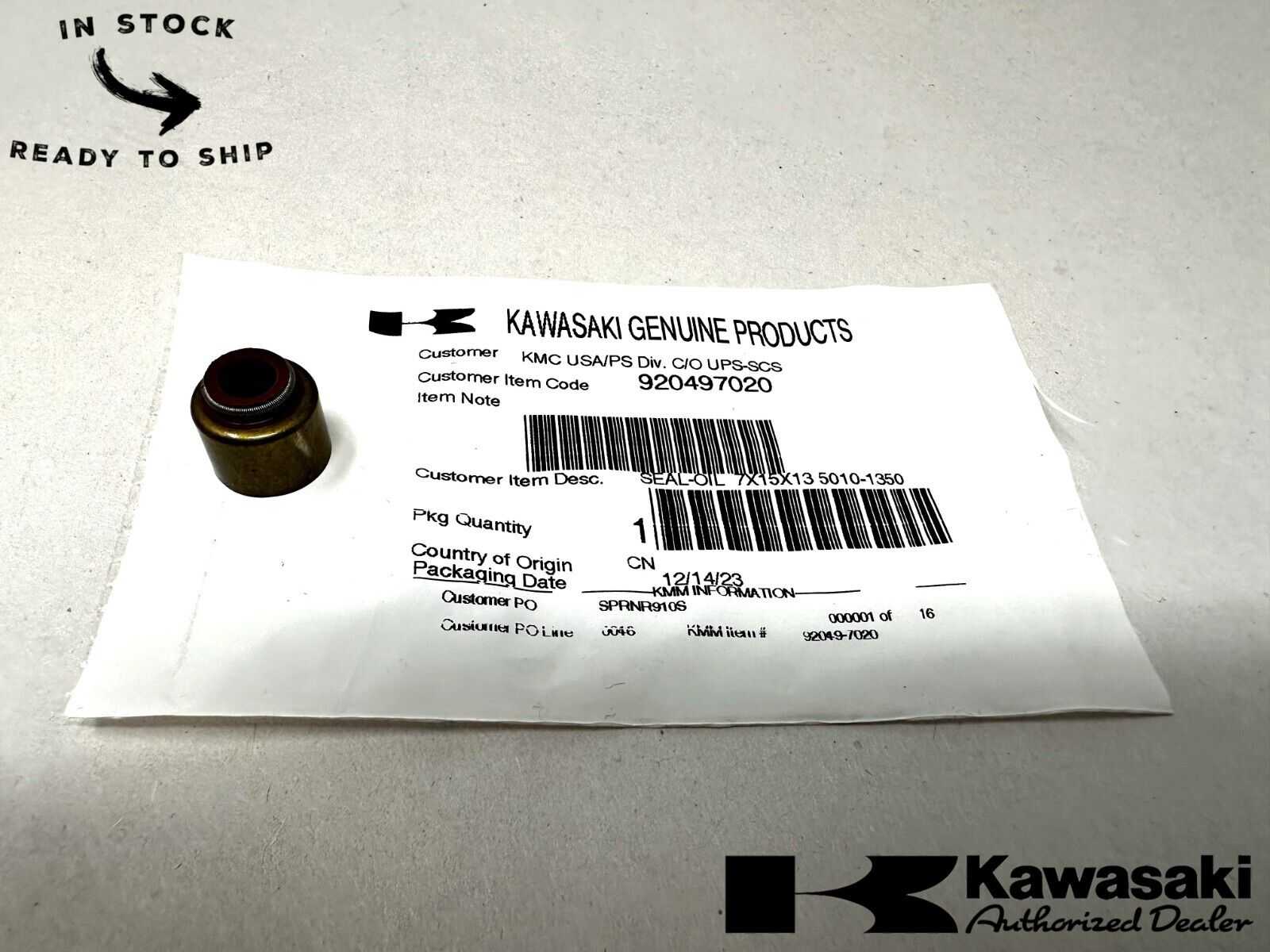 Kawasaki Genuine OEM Oil Seal 92049-7020