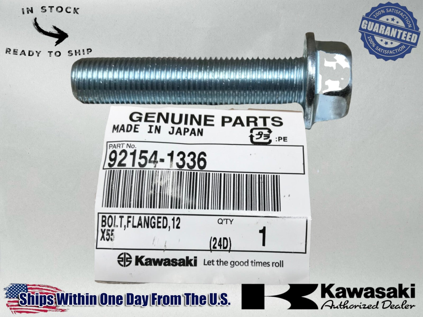 Kawasaki OEM Authentic Flange Bolt 12x55 92154-1336 1