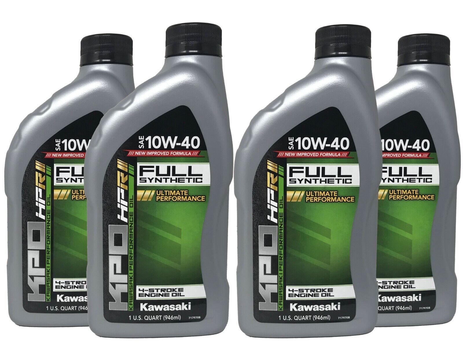 Kawasaki Genuine OEM KPO Full Synthetic 10W-40 Oil Quart K61021-500-01Q - 4 Pack