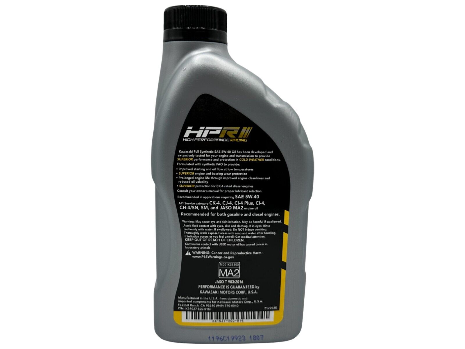 Kawasaki Genuine OEM KPO Full Synthetic 5W-40 Oil K61027-500-01Q - 3 Pack