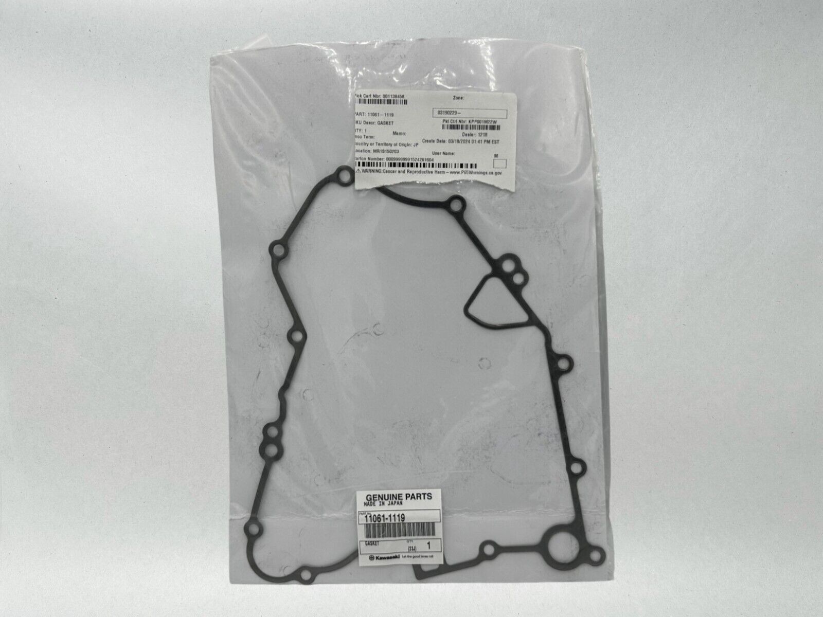 Kawasaki Genuine OEM Authentic Gasket 11061-1119